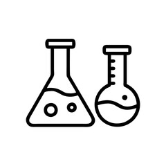 Chemical test tube pictogram icons set. Chemical lab equipment isolated on white. Experiment flasks for science experiment. 
