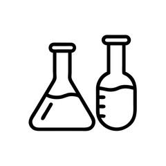 Chemical test tube pictogram icons set. Chemical lab equipment isolated on white. Experiment flasks for science experiment. 
