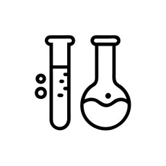Chemical test tube pictogram icons set. Chemical lab equipment isolated on white. Experiment flasks for science experiment. 
