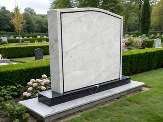 marble tombstone with black granite