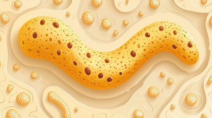 Obraz premium Abstract organic forms with yellow textures and bubble patterns on a creamy background