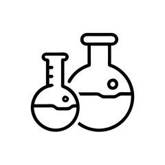 Chemical test tube pictogram icons set.  equipment isolated on white. Experiment flasks for science experiment. chemical lab equipment isolated icons on white background: flask, test tube
