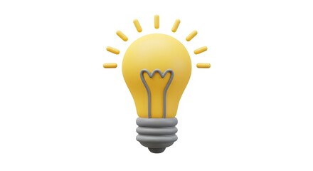 Bright Yellow Lightbulb Idea 3d Render Illustration
