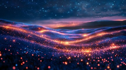 Obraz premium Mystical landscapes illuminated by magical glowing lights.