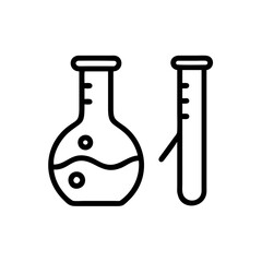 Chemical test tube pictogram icons set.  equipment isolated on white. Experiment flasks for science experiment. chemical lab equipment isolated icons on white background: flask, test tube
