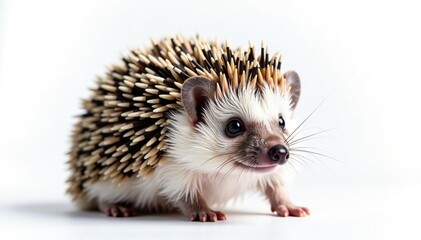 Obraz premium Close-up of a hedgehog's quills against a bright white backdrop , fur, mammal, hedgehog