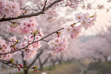 delicate pink cherry blossoms in spring