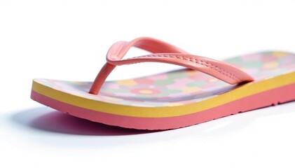 Close-up of a single flip-flop isolated on white background , product, beach