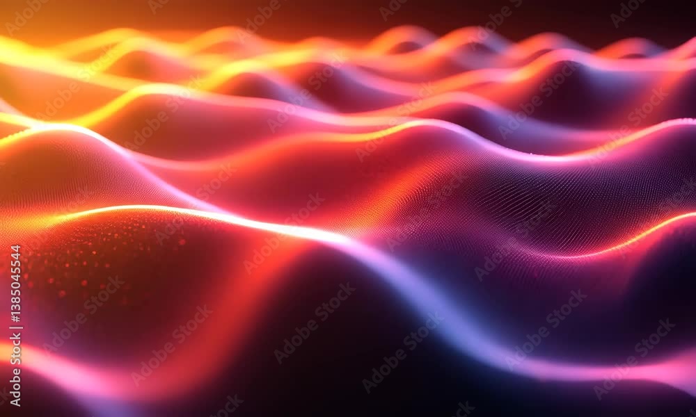 Poster abstract glowing particle waves flowing dynamically, perfect for modern background