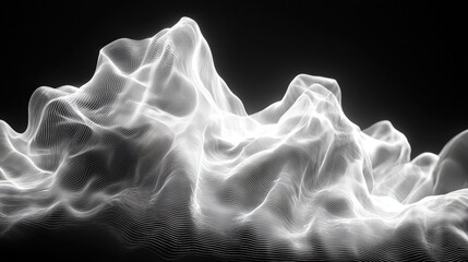 Fototapeta premium Abstract Waveforms in Black and White with Flowing Lines and Visual Depth