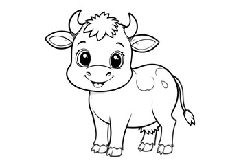 Fototapeta premium Adorable Cartoon Calf Coloring Page Printable
