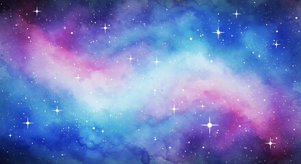Obraz premium Cosmic Watercolor Dreamscape AI Generated