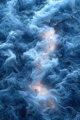 Abstract Blue Smoke Swirls, ethereal and calming artwork