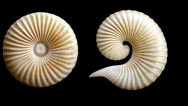 Beautiful spiral seashells showcasing intricate patterns and natural design in close proximity against a dark background