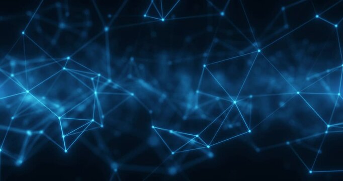 Plexuses. Movable interlacing of colored dots and lines. Looped seamless animation.