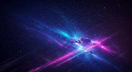 Fototapeta premium Cosmic Collision: Neon Echoes AI Generated