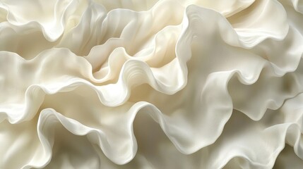 Fototapeta premium Soft Light Cream Ruffled Fabric Texture with Gentle Curves and Elegant Flow in Elegant Design
