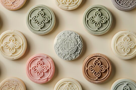 Minimal Korean Dasik-Inspired Cookies in Pastel Colors