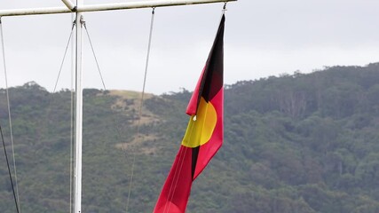Aboriginal Flag Waving Along Great Ocean Road