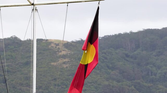 Aboriginal Flag Waving Along Great Ocean Road