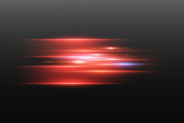 Red abstract neon light lines. Flash of a laser beam.