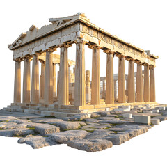 Obraz premium Ancient Greek temple, stone columns, Doric architecture, historical building