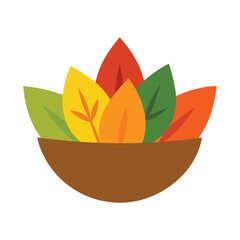 colorful autumn leaves in a bowl.