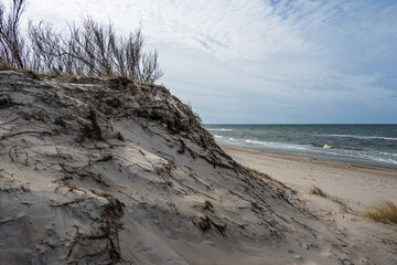 Sandy coast of Baltic sea next to Liepaja, Latvia.