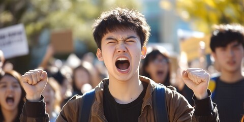 Student protest against government policies, representing the youths role in advocating for change and justice.