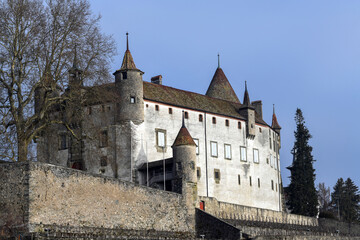 Obraz premium Schloss Oron im Bezirk Lavaux-Oron des Kantons Waadt (Schweiz)