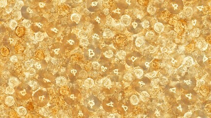 Abstract golden crypto symbols pattern background
