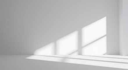 Minimalist empty room interior with sunlight effect on the walls, 3D rendering