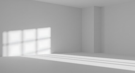 Minimalist architecture emphasizing subtle light play on a pristine white backdrop