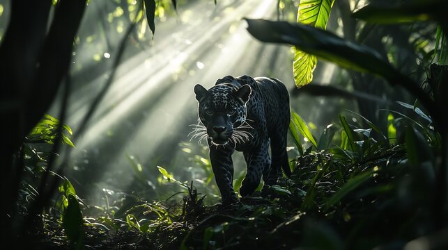 Black panther jungle wildlife animal predator nature forest cat wildcat exotic feline dangerous mammal hunter 100