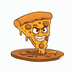 pizza slice illustration concept in cartoon style