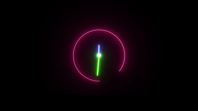 rad clock icon with moving arrows. Stopwatch 4k video animation. Alpha channel.
