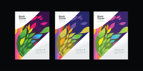 Fototapeta premium Vibrant Colorful Book Cover Designs Abstract Leaf Patterns