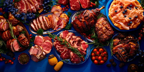 various juicy meats from roasts to drumsticks