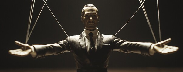 Businessman puppet being controlled by strings