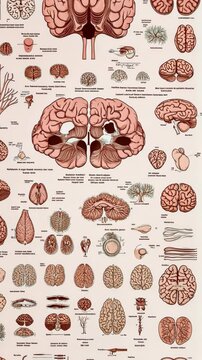 Visual representation of human brain anatomy with labeled regions and structures for educational purposes
