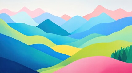 Colorful Mountain Landscape Illustration for Background Use