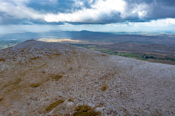 Aerial view of the Muckish mountain top in county Donegal. Ireland