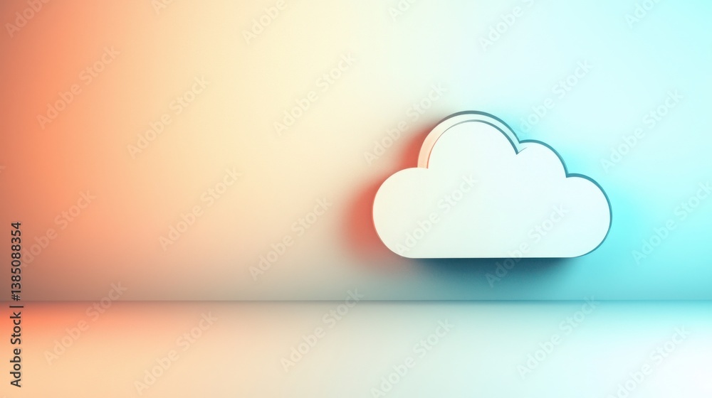 Poster simple cloud icon representing cloud computing services in a minimalistic design on a bright backgro