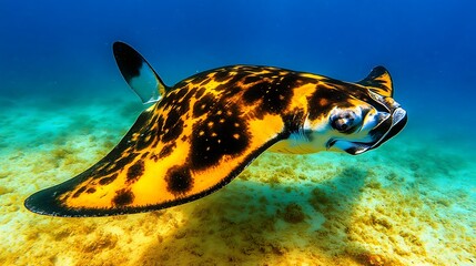 Fototapeta premium Majestic Spotted Eagle Ray Underwater Glide.