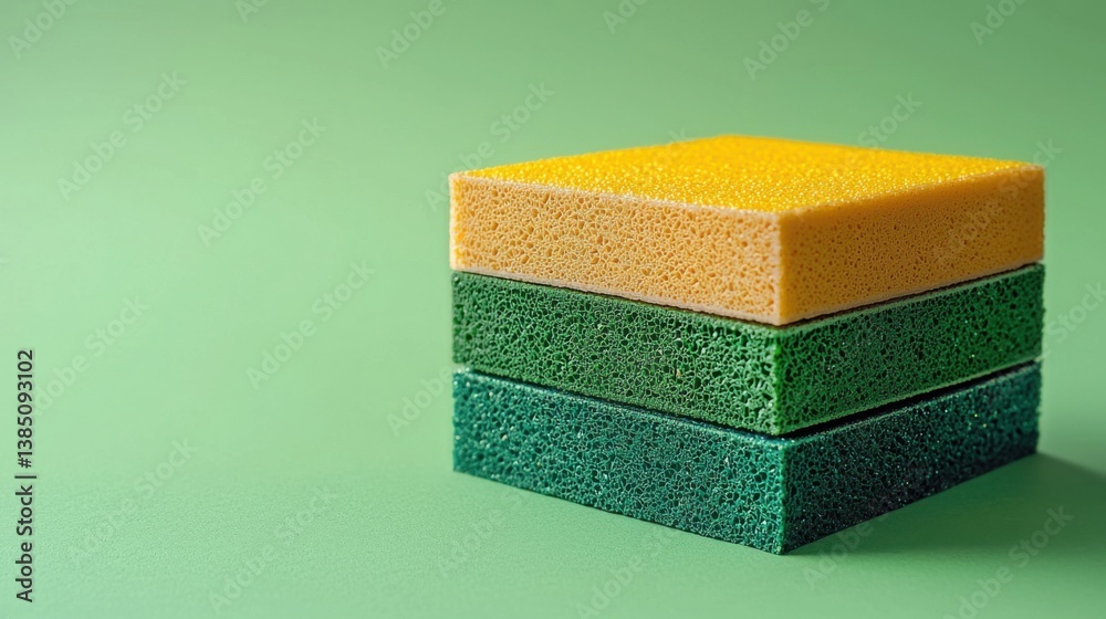 Poster stack of colorful sponges symbolizing layers and textures in machine learning and data processing co