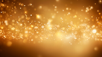 Gold holiday background with Christmas transparent spots glare and shine glitter. New year design
