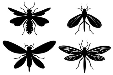 set of Insect silhouette vector illustration