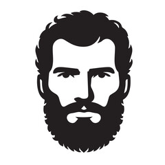 Beard Man Face silhouette vector on white 