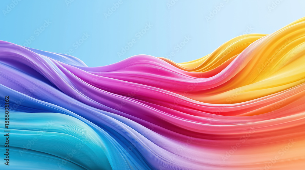 Poster vibrant abstract wave patterns creating a colorful gradient effect