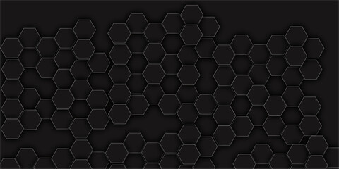 gray and black Hexagonal Background. Luxury  Pattern.  vector illustration geometry science and technology cover web white honeycomb . Hexagonal grid tile and mosaic structure mess cell.